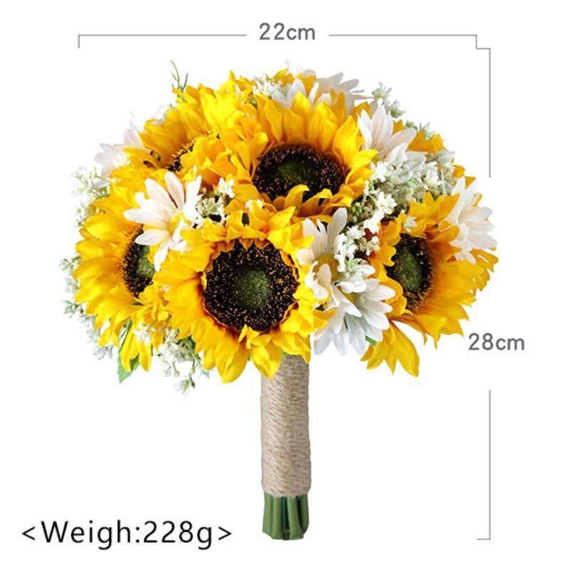 Artificial Sunflower Wedding Bouquet for Bride and Bridesmaid | Church Ceremony Home Decoration Rustic & Boho