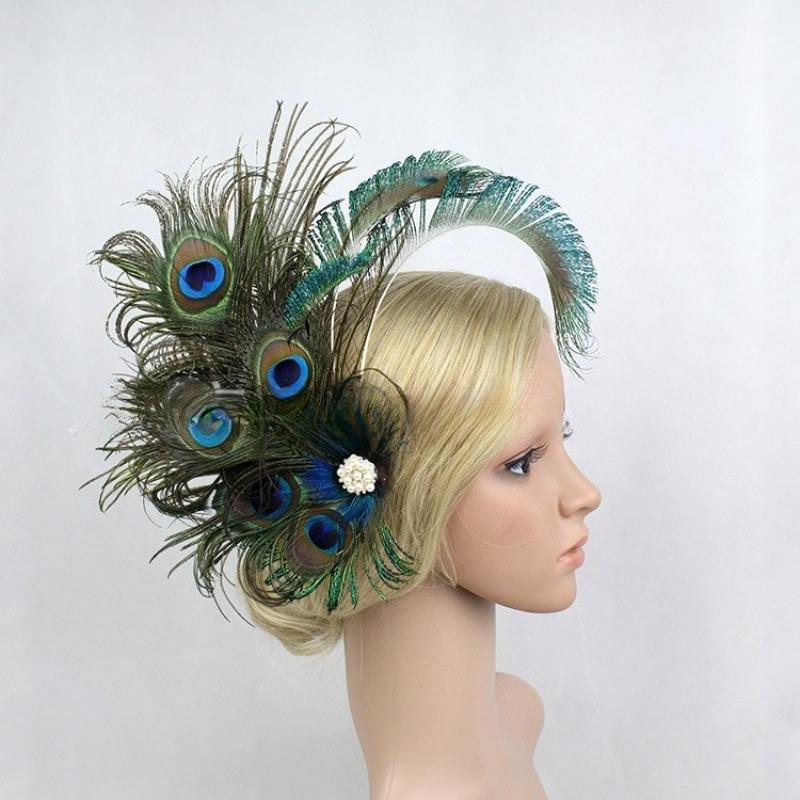 Peacock Feather Fascinator Hair Clip | Rhinestone Hairpin for Cocktail Party Wedding Women & Girls
