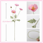 Silk Artificial Poppy Flowers 8pcs with Stem | Wedding Party Table Centerpiece & Home Decor in 10 Colors