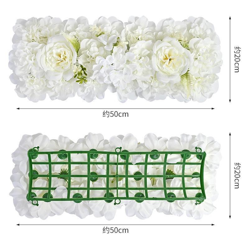 Artificial Orchid Hydrangea Flower Row Wall Panels Set of 2 | Wedding Backdrop Party Decor in White Pink Red