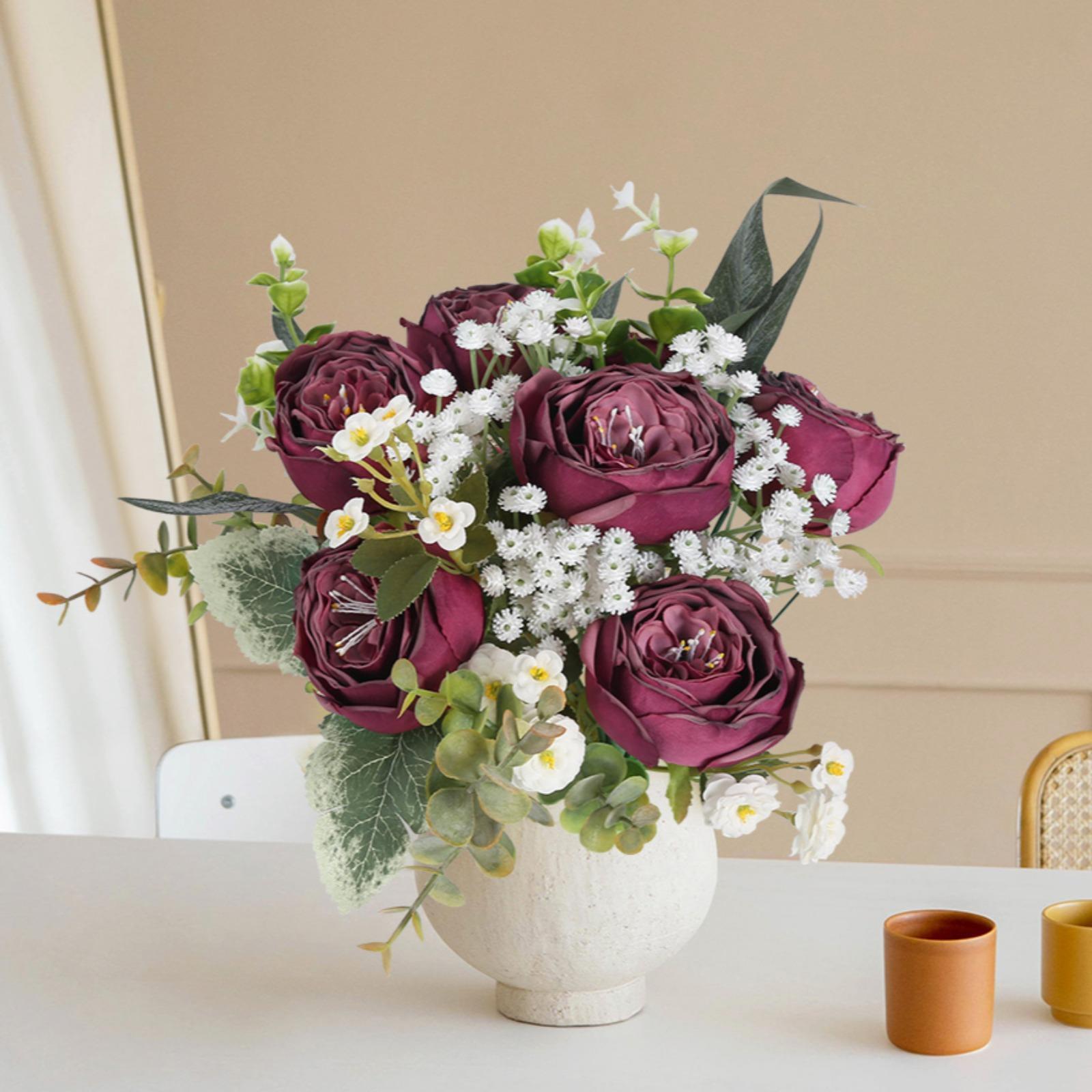 Artificial Rose Heads Bulk | Wedding Centerpiece Bouquet Home Decor & DIY in Blue White Red Pink Champagne Orange 8 Colors