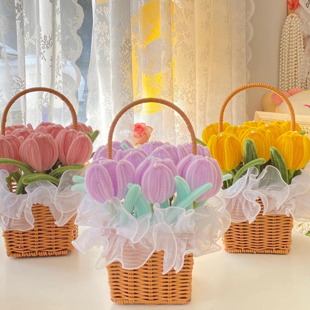 10PCS Pipe Cleaner Chenille Stems DIY Set | Fuzzy Sticks for Flower Crafts Classroom Mother's Day in 4 Colors