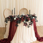 Halloween Artificial Rose Eucalyptus Willow Leaf Garland | Rustic Floral Table Runner Mantel Staircase Decor Black Red Orange
