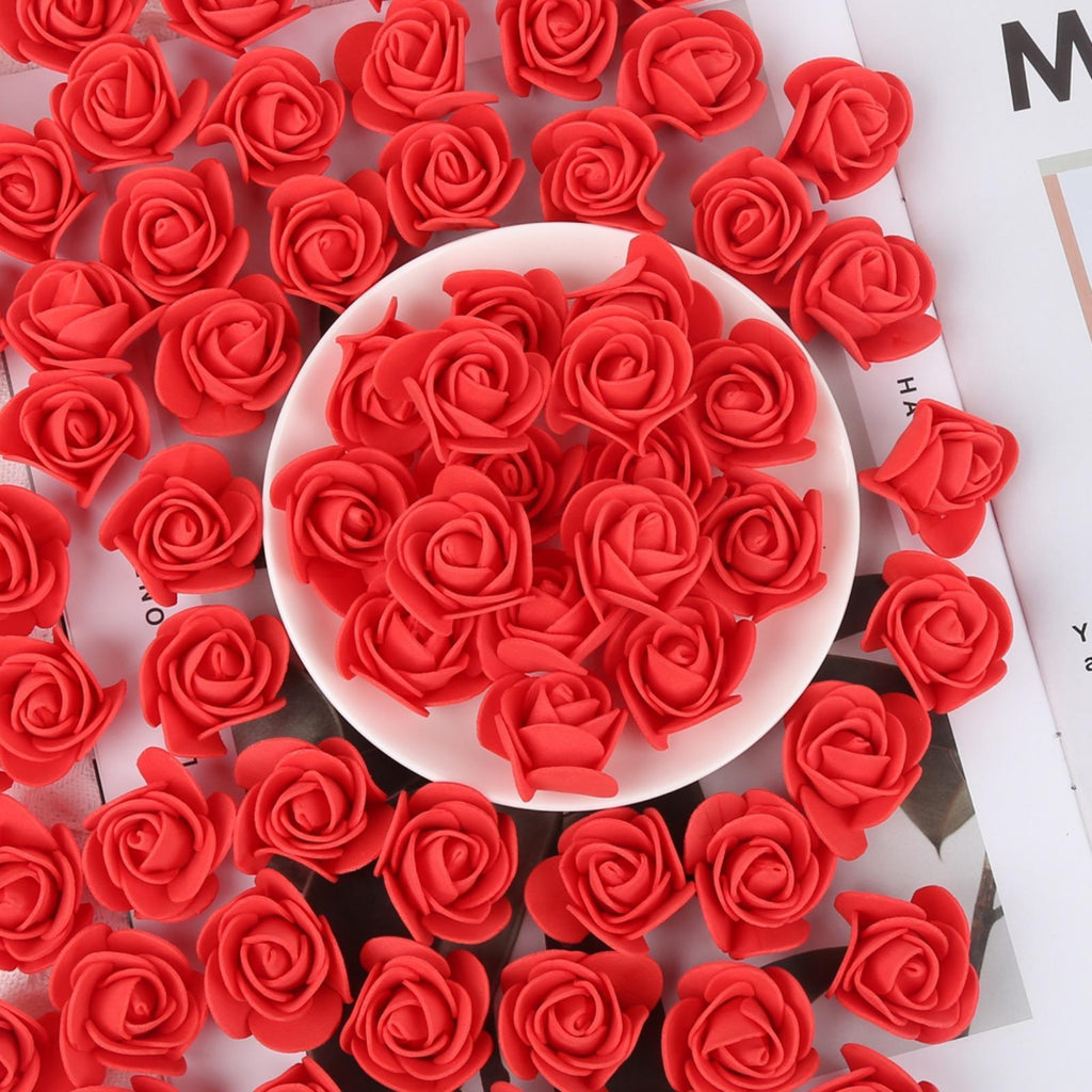 Mini Foam Rose Heads Bulk 500pcs | DIY Wedding Bouquet Baby Shower Centerpiece & Party Home Decor in 12 Colors
