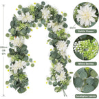 Dahlia Flower Vine Hanging Floral Garland | Wedding Arch Bedroom Home Wall Backdrop & Room Decor in White
