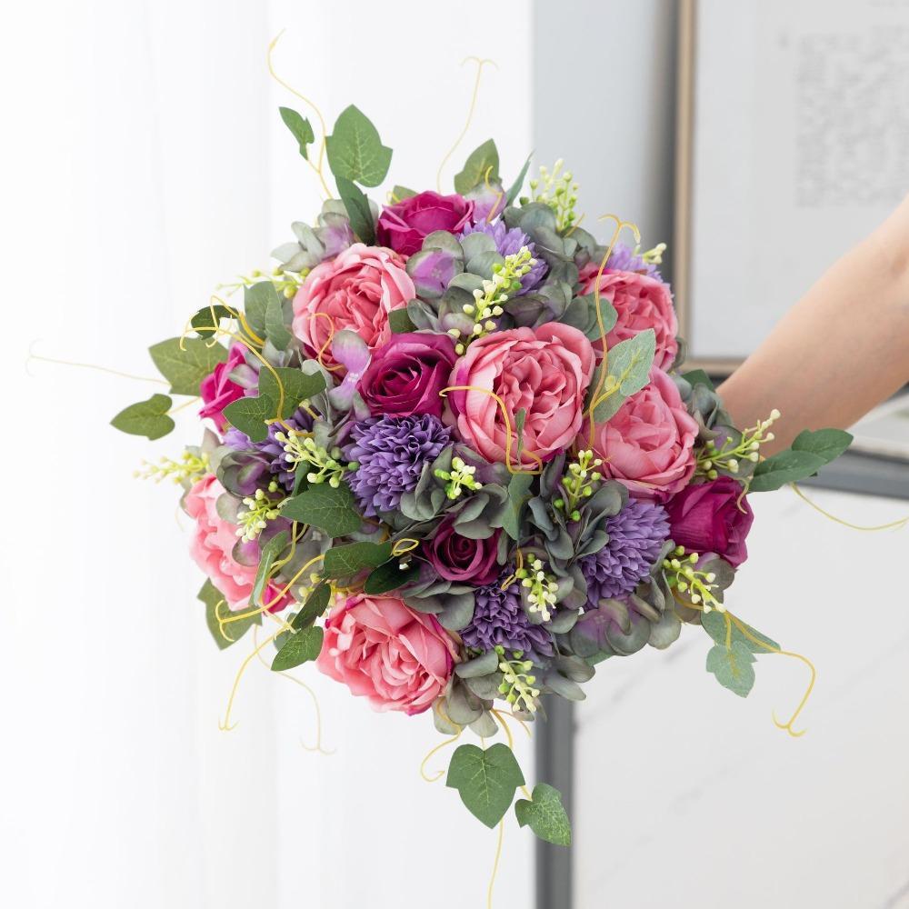 Multipurpose Artificial Flowers 2 Bouquets | DIY Wedding Party Home Decor & Baby Shower in White Pink Champagne Yellow Blue 6 Colors