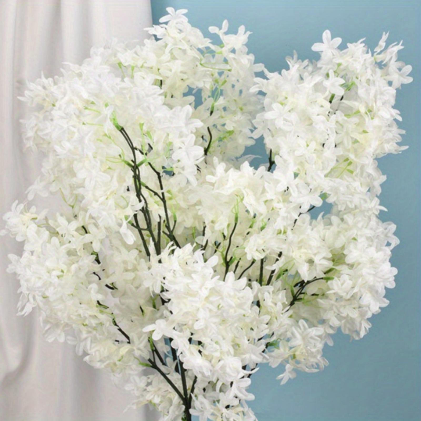 Long Stem Artificial Magnolia Flowers 4pcs 38 Inch Silk | Home Decor Floor Vase & Indoor Arrangement in White
