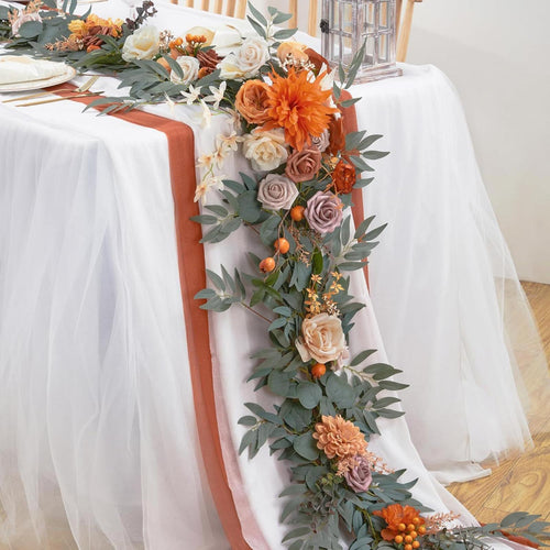 5.9ft Artificial Rose Vine Garland | Wedding Arch Backdrop Boho Decor in Orange Blue Red Purple Pink