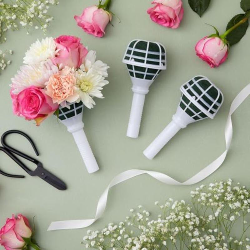 DIY Wedding Bouquet Holder Foam Handle Set of 6 | Bridal Floral Arrangement Base for Fresh & Artificial Flowers