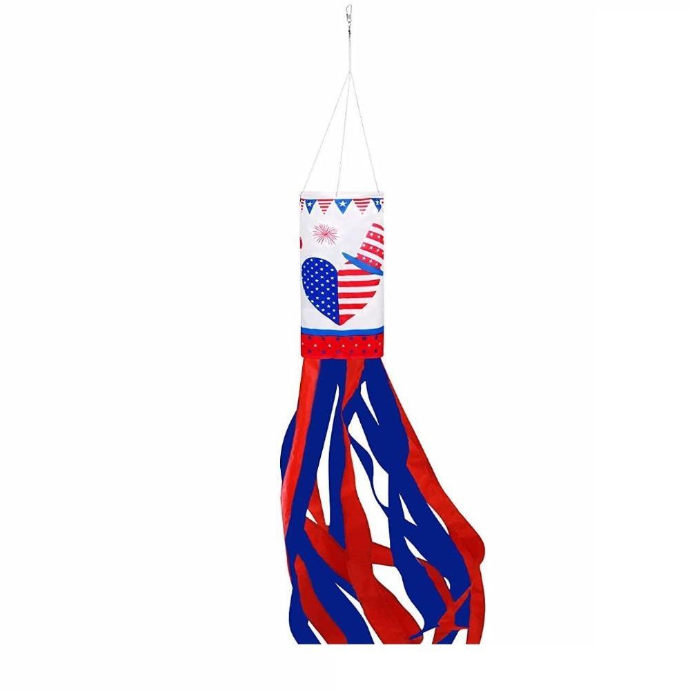 American Windsock Heavy Duty, 4th of July Wind Sock Decorations USA Patriotic Flag Windsock With Embroidered Stars for Outdoor Hangings