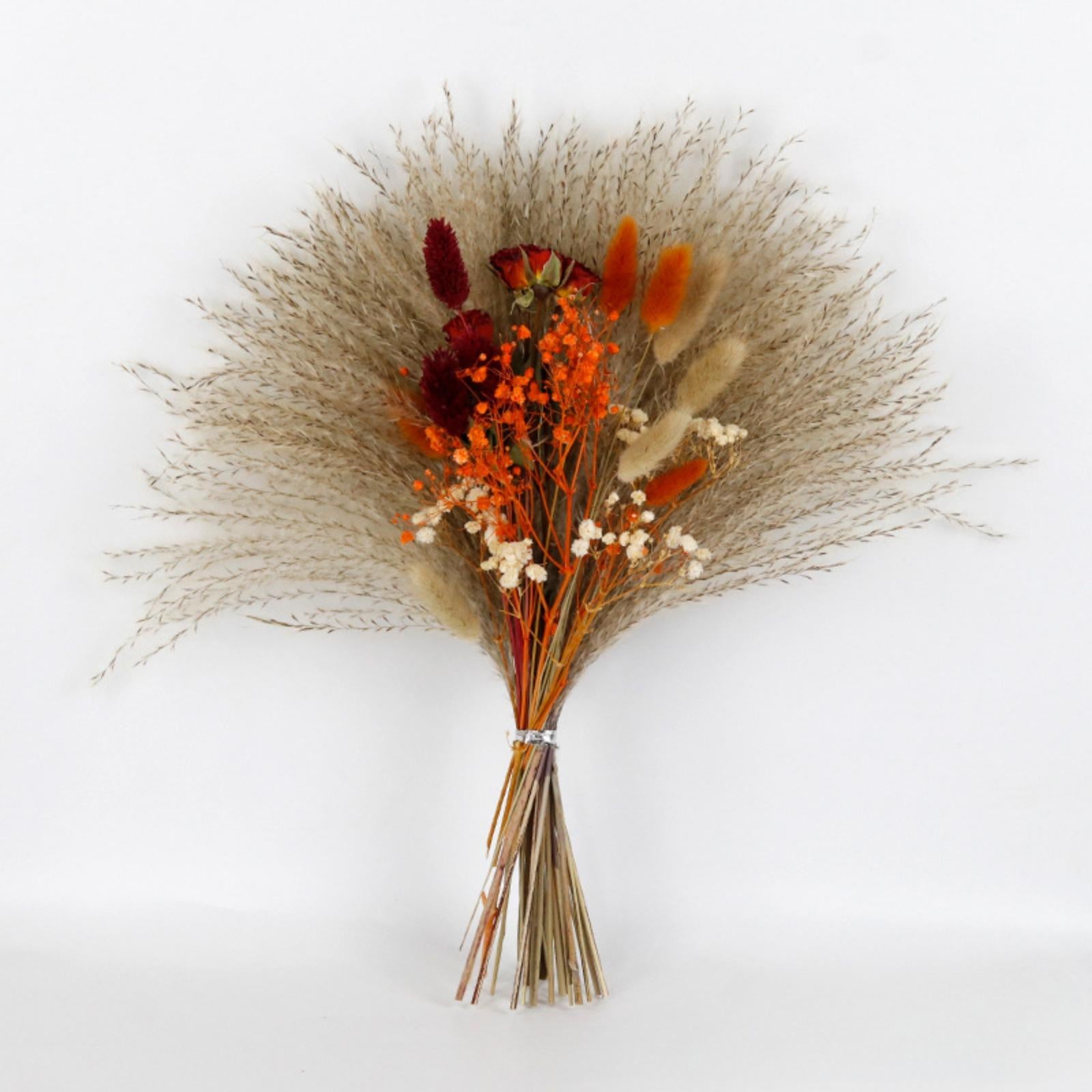 Rustic Red Dried-Effect Flower Bouquet with Baby's Breath and Eucalyptus | Living Room Wedding Table & Home Decor Gift