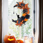 Side view of halloween bat black branch glowing wreath for faux floral round by IPOPU