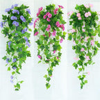 Artificial Hanging Pothos Vines with Flowers | Indoor & Outdoor Wall Balcony Living Room Home Decor in Pink White Yellow
