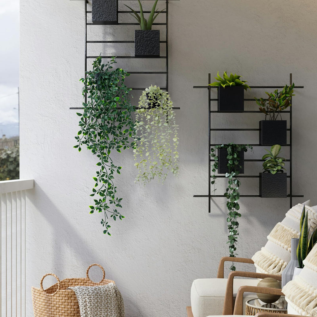 Artificial Hanging Potted Plants | Home Office Bedroom Kitchen Patio Bathroom Bookshelf Indoor & Outdoor Decor in Green Light Green
