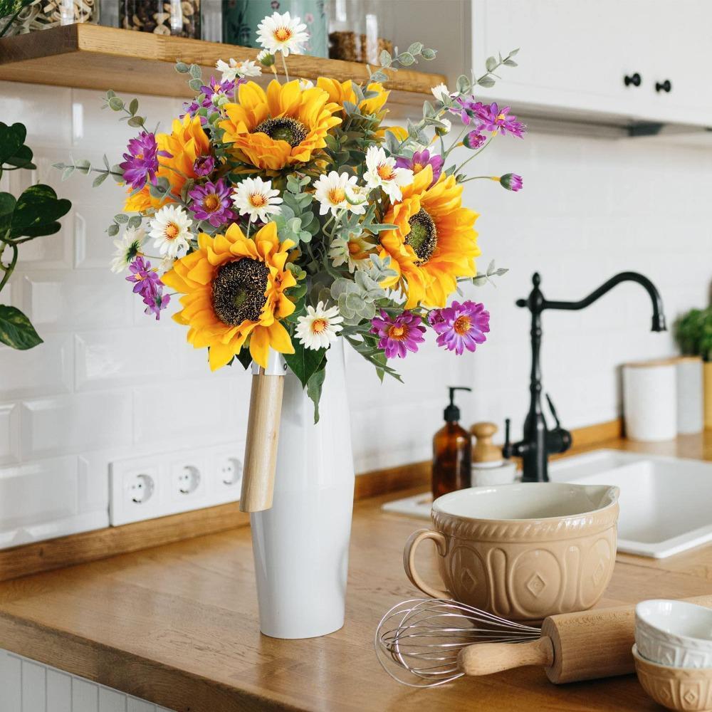 Artificial Sunflower Bouquet | Bridal Wedding Centerpiece Fall Arrangement Party Table & Home Decoration