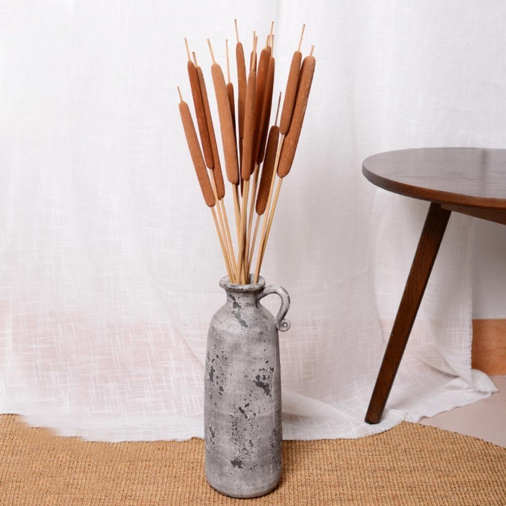 Dried Natural Brown Cattail Stems Bundle 10pcs | Real Bulrush for DIY Floral Wedding Rustic Boho Home Decor