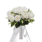 Artificial Rose Bridal Bridesmaid Bouquet | Wedding Church Valentine's Day in Champagne White
