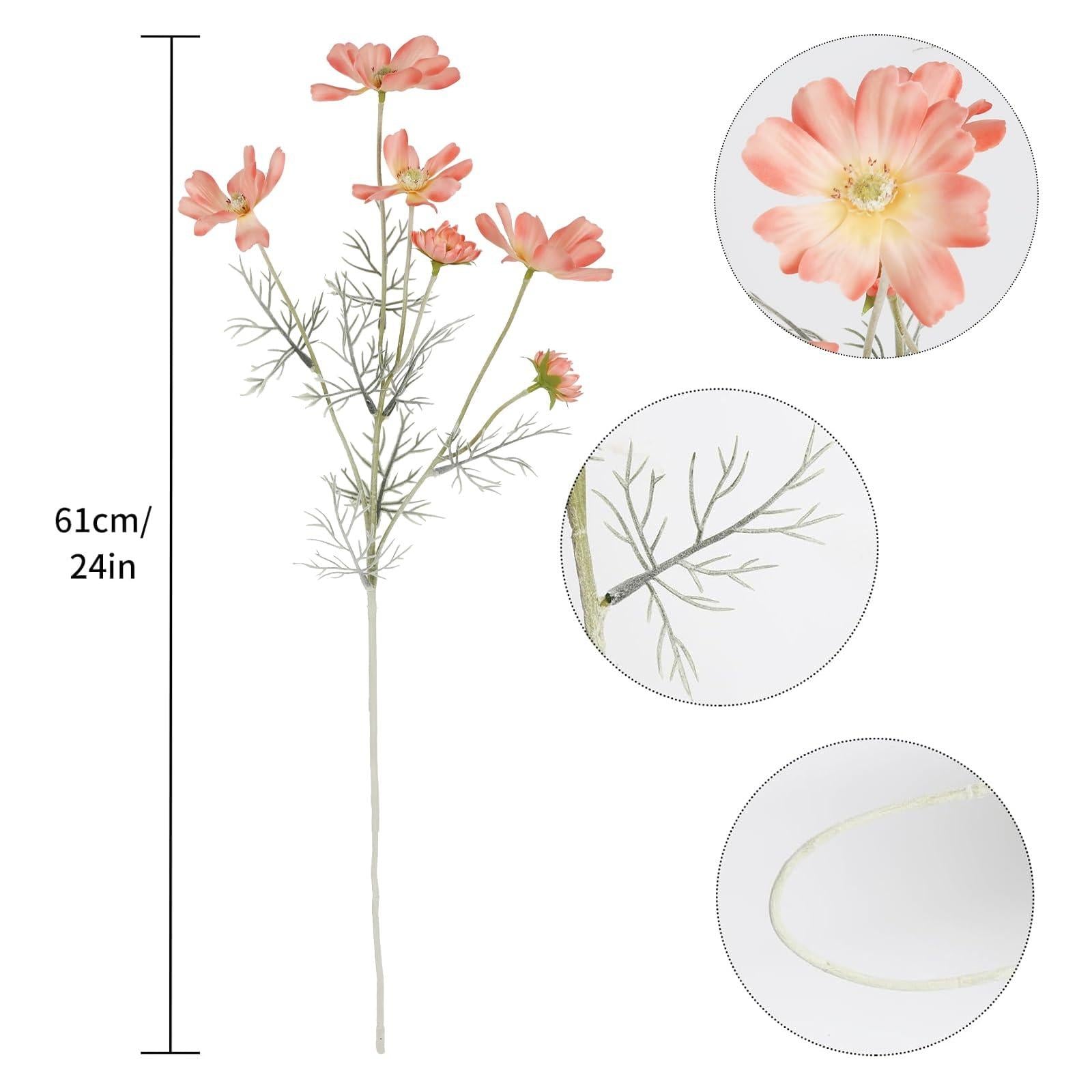 Artificial Cosmos Wildflowers 6pcs 24 Inch | Wedding Party Home Kitchen & Easter Decor in 11 Colors