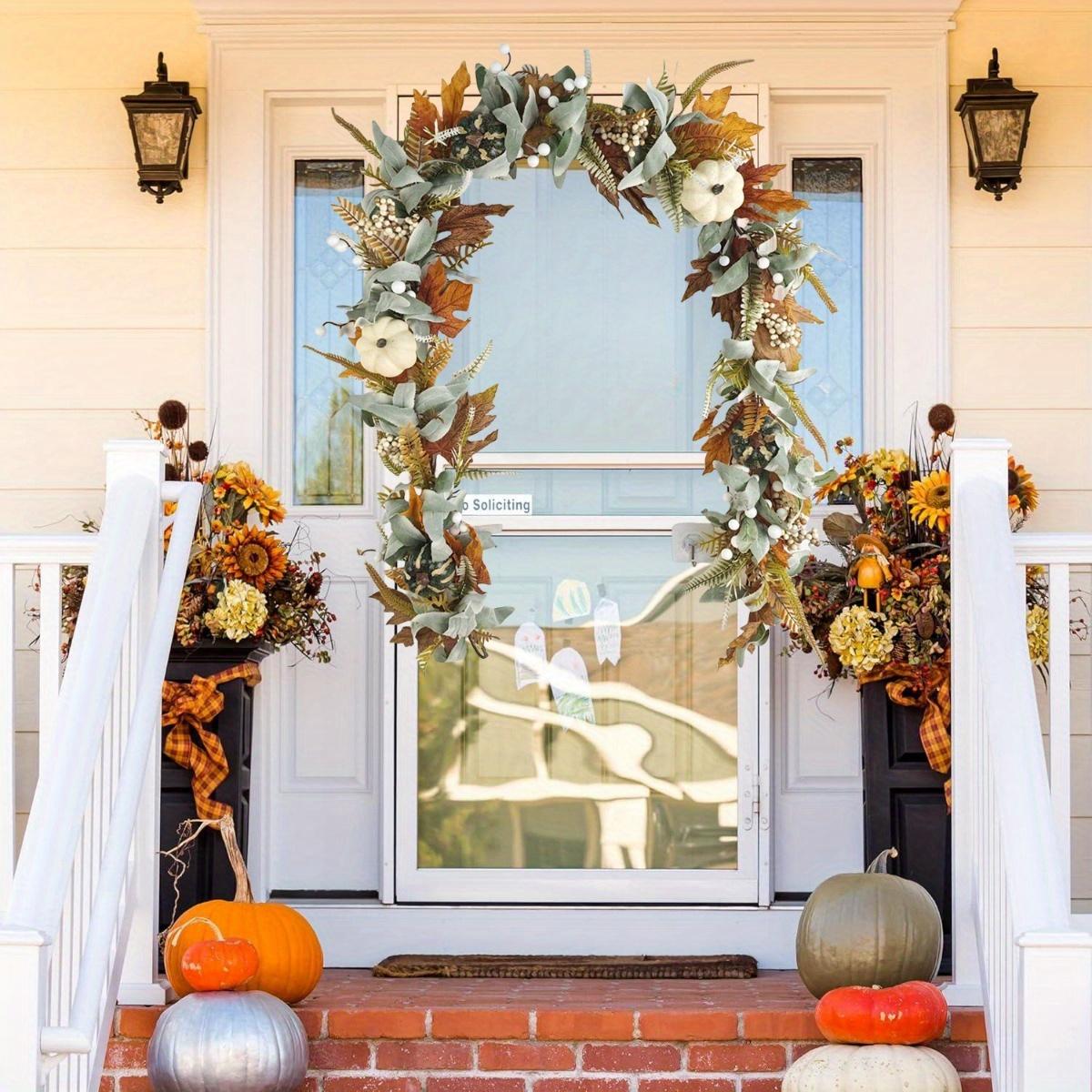 Artificial Autumn Maple Leaf Garland | Colorful Fall Decor for Home Mantel Wedding Arch Thanksgiving & Party in Black