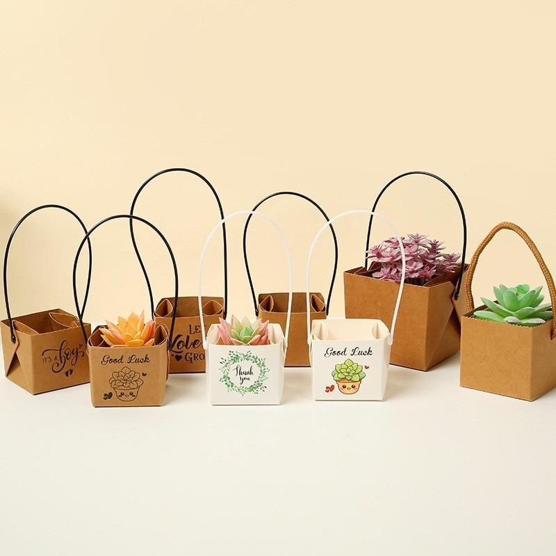 Succulent Gift Box Kraft Paper Bags with Handles | Party Favors for Wedding Baby Shower Birthday & Graduation