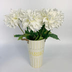 Artificial Dahlia Flowers | Chinese Pastoral Style Realistic Faux Blooms for Home Garden Interior & Commercial Decor in White Pink