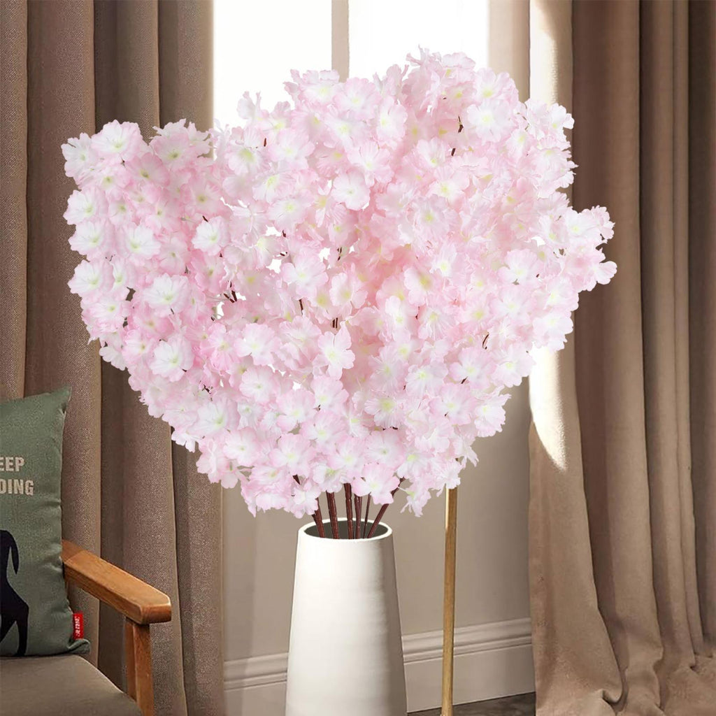 Artificial Cherry Blossom Flowers 37 Inch Long Stem | Home Wedding Party & Bedroom Decor in Light Pink Pink Peach Pink White