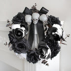 Side view of black & white roses with stems for 10pcs gothic wedding by IPOPU