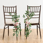 Artificial Rose Greenery Swag for Wedding Chair Pew & Aisle | Ceremony Backdrop Floral Decoration in Orange Pink Purple White Blue
