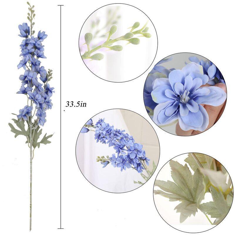 Artificial Delphinium Larkspur Flowers 8pcs 33.5in Long Stem | Tall Vase Wedding Party & Home Centerpiece Decor in 10 Colors