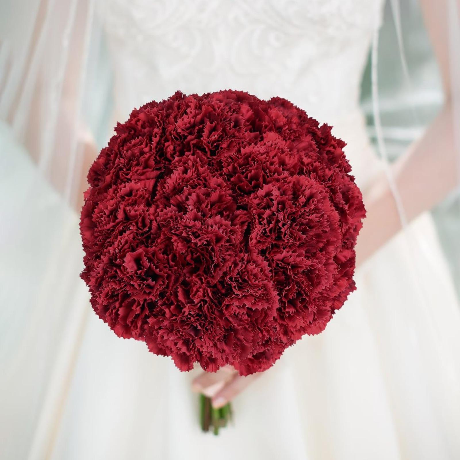 Artificial Carnation Flowers 15pcs with Stems | Wedding Bouquet Home Decor Anniversary Birthday & Valentine's Day in 8 Colors
