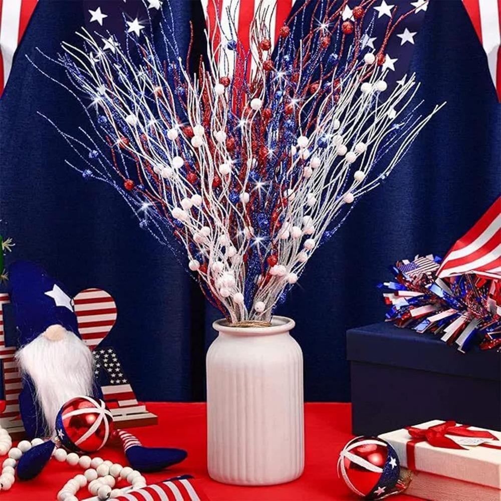 Red White and Blue Accessories for Independence Day,Patriotic Floral Stems for Home,Birthday,Party,Table Centerpieces