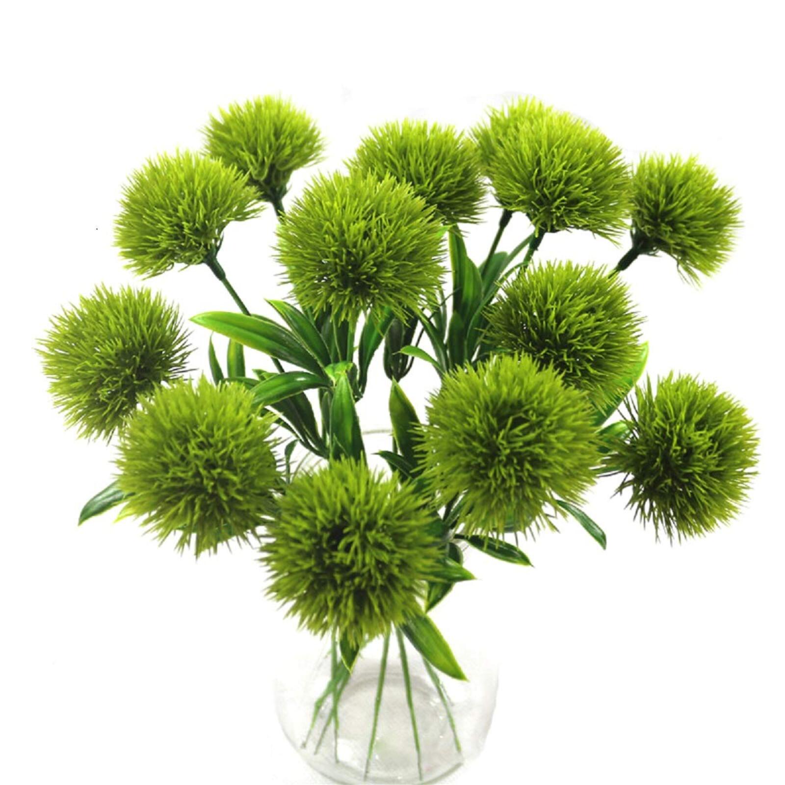 Artificial Dandelion Flower Bush | Wedding Bouquet Home Garden Party Decor in White Green Purple