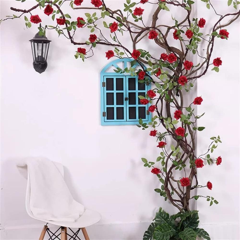 Artificial Flower Romantic Vine Garland | Wedding Arch Backdrop Wall Hanging & Home Decor in Red