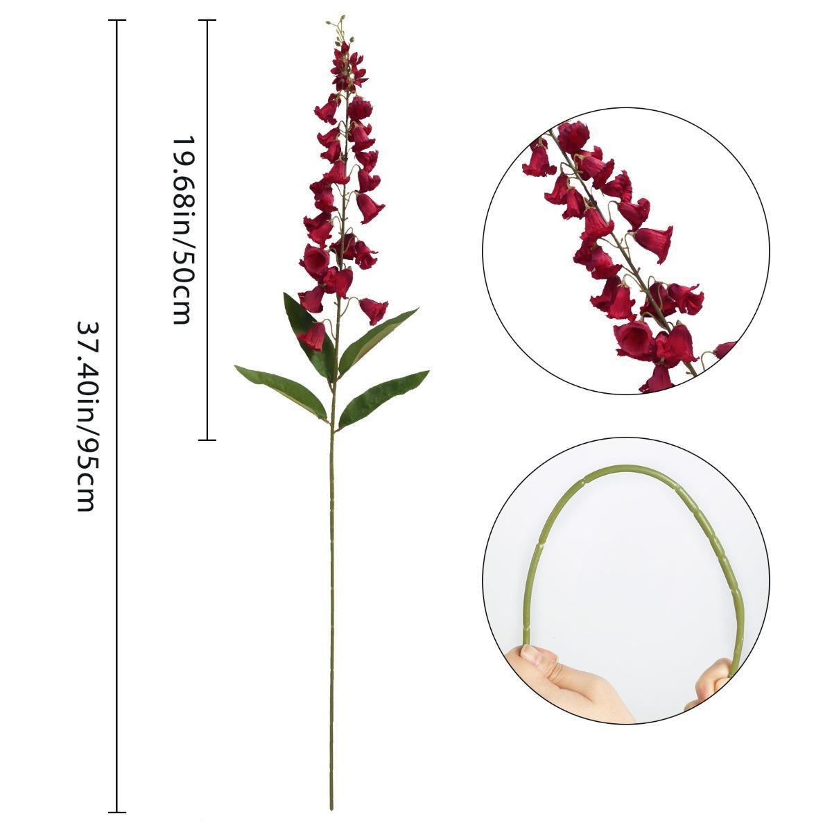 Artificial Lily of the Valley Bouquet 6pcs 37in | Wedding Bridal Party Garden Floor Vase & Home Decor in Beige Pink White Purple Red
