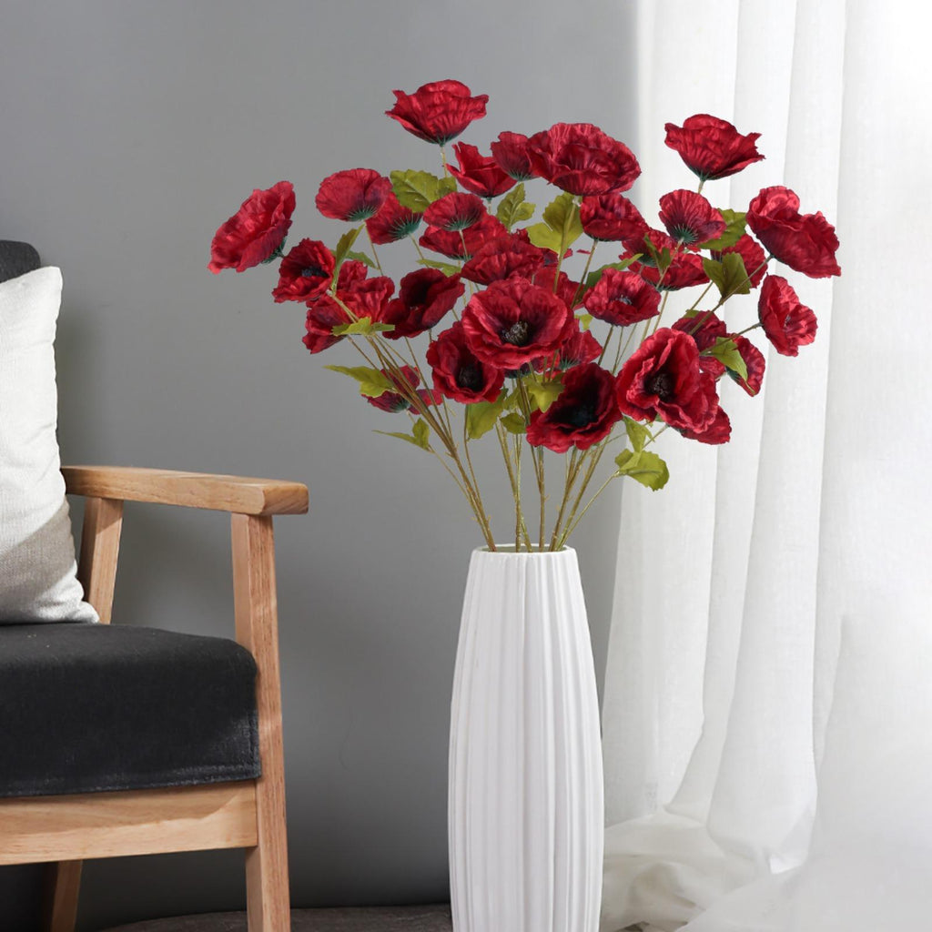 Artificial Poppy Flowers 6pcs 32 Inch | Wedding Home Party Table Centerpiece & Arrangement in 10 Colors