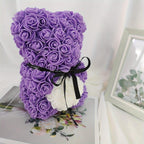 Forever Rose Bear with Black Ribbon Colorblock Gift Box Set for Valentine's Day