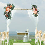 Boho Wedding Arch Flowers Kit with Rose Eucalyptus Garland & Drapes | Wedding Ceremony Backdrop & Welcome Sign Decor in Gold White Blue Red Pink Purple