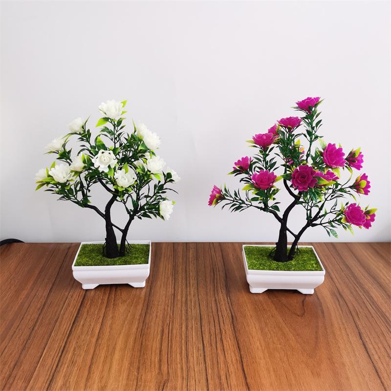 Artificial pine bonsai size reference – faux welcoming pine plant with pot