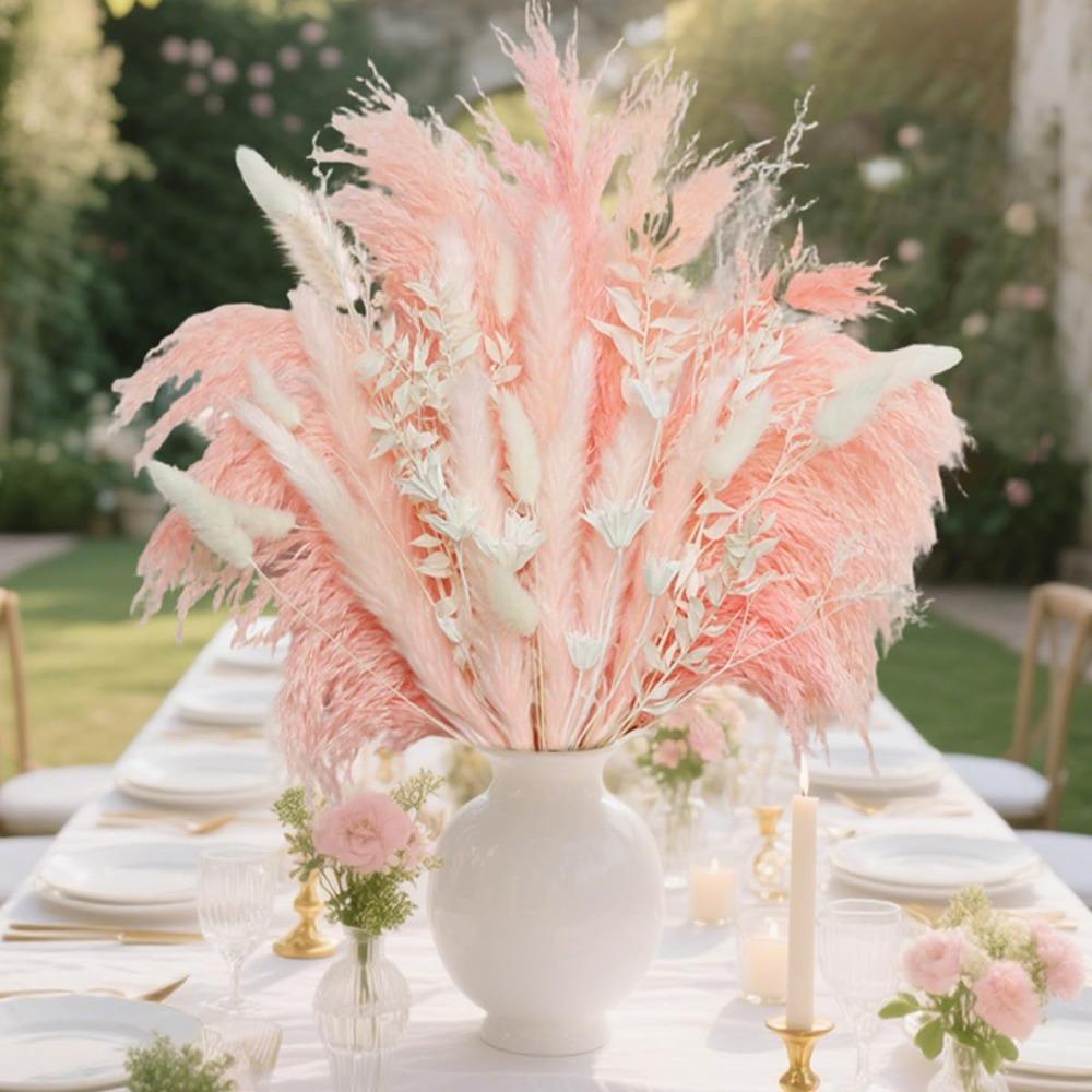 Blush Pink Dried Pampas Grass Bouquet | Natural Boho Wedding Home Farmhouse Decor Centerpiece