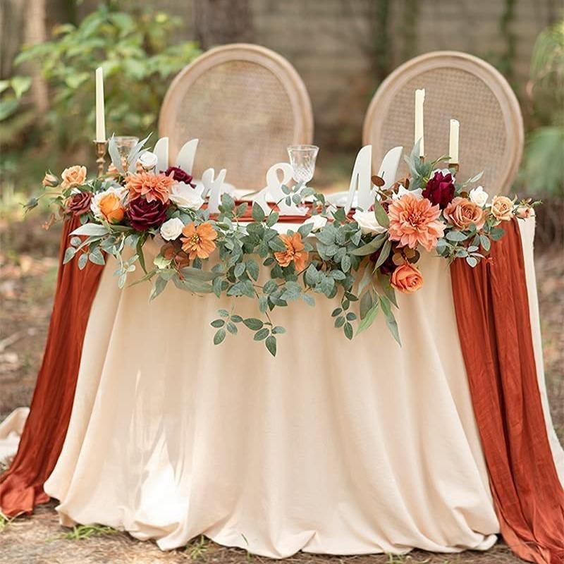 Dusty Rose Artificial Flower Garland Swag 2pcs | Wedding Arch Sweetheart Table Backdrop Wall & Home Garden Decor | 14 Styles