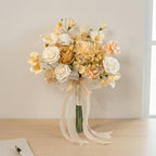 Champagne rose and blush peony artificial bouquet with eucalyptus greenery for wedding and home decor
