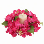 Floral Candle Wreath Rings | Artificial Bougainvillea Candle Rings for Wedding Table Centerpiece Home Decor
