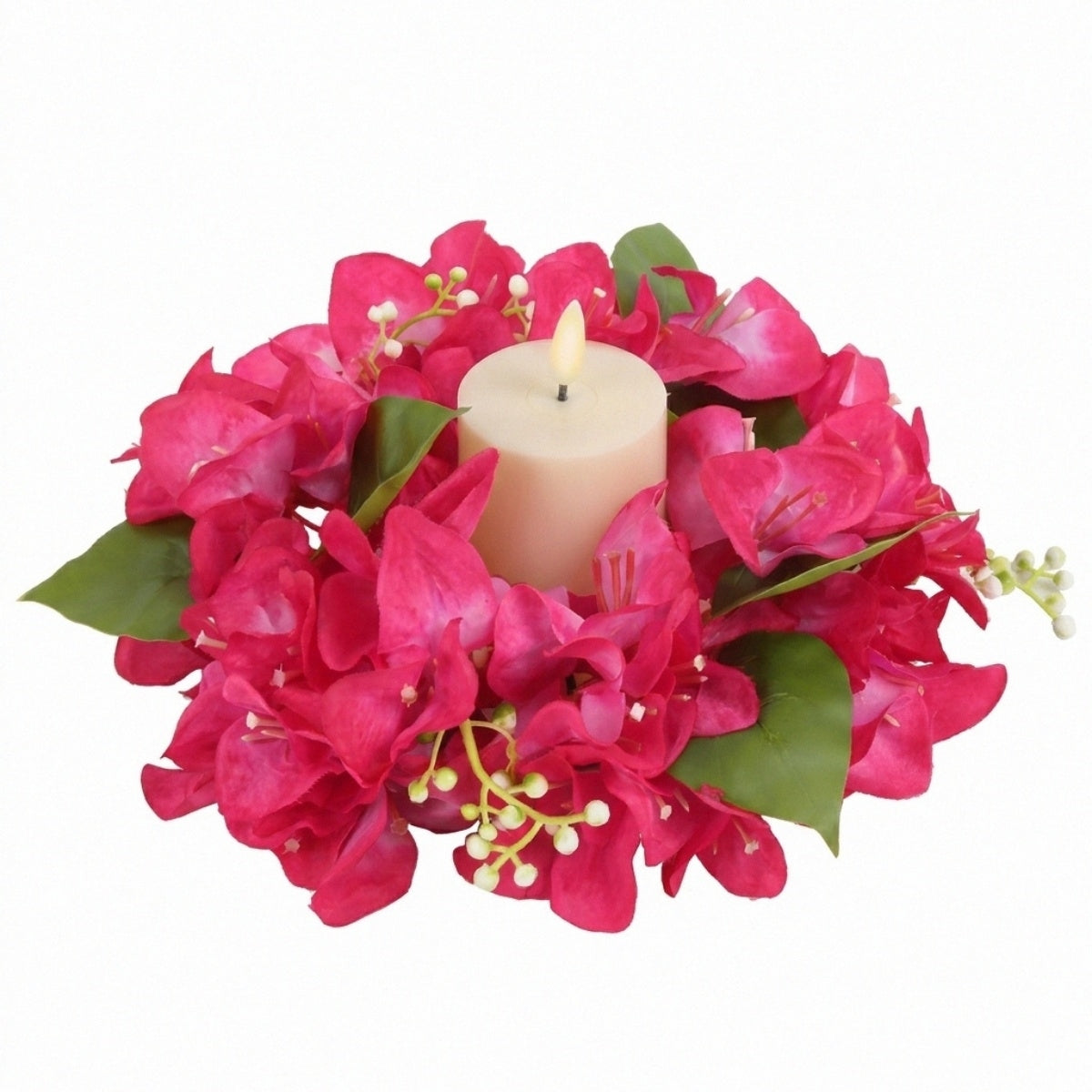 Floral Candle Wreath Rings | Artificial Bougainvillea Candle Rings for Wedding Table Centerpiece Home Decor