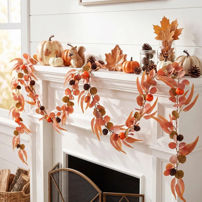 Pumpkin Maple Leaf Fall Garland – Set of 2, 71in