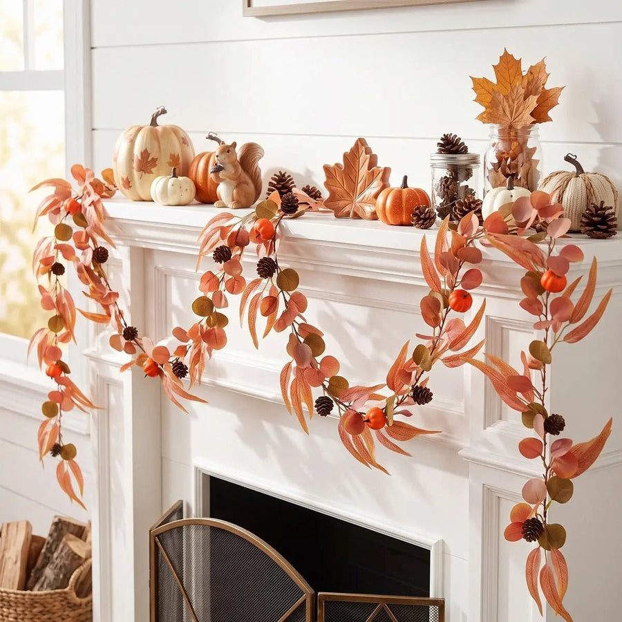 Pumpkin Maple Leaf Fall Garland – Set of 2, 71in