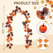 Pumpkin Maple Leaf Fall Garland – Set of 2, 71in