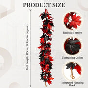 Artificial Red & Black Maple Leaf Garland – Set of 2