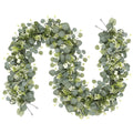 Artificial eucalyptus grapevine garland 2pcs with white flowers for wedding arch party backdrop home decor