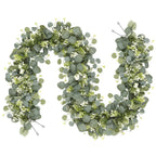 Artificial eucalyptus grapevine garland 2pcs with white flowers for wedding arch party backdrop home decor