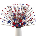 Red white and blue patriotic floral stems set of 2 for Fourth of July Memorial Day and party centerpiece
